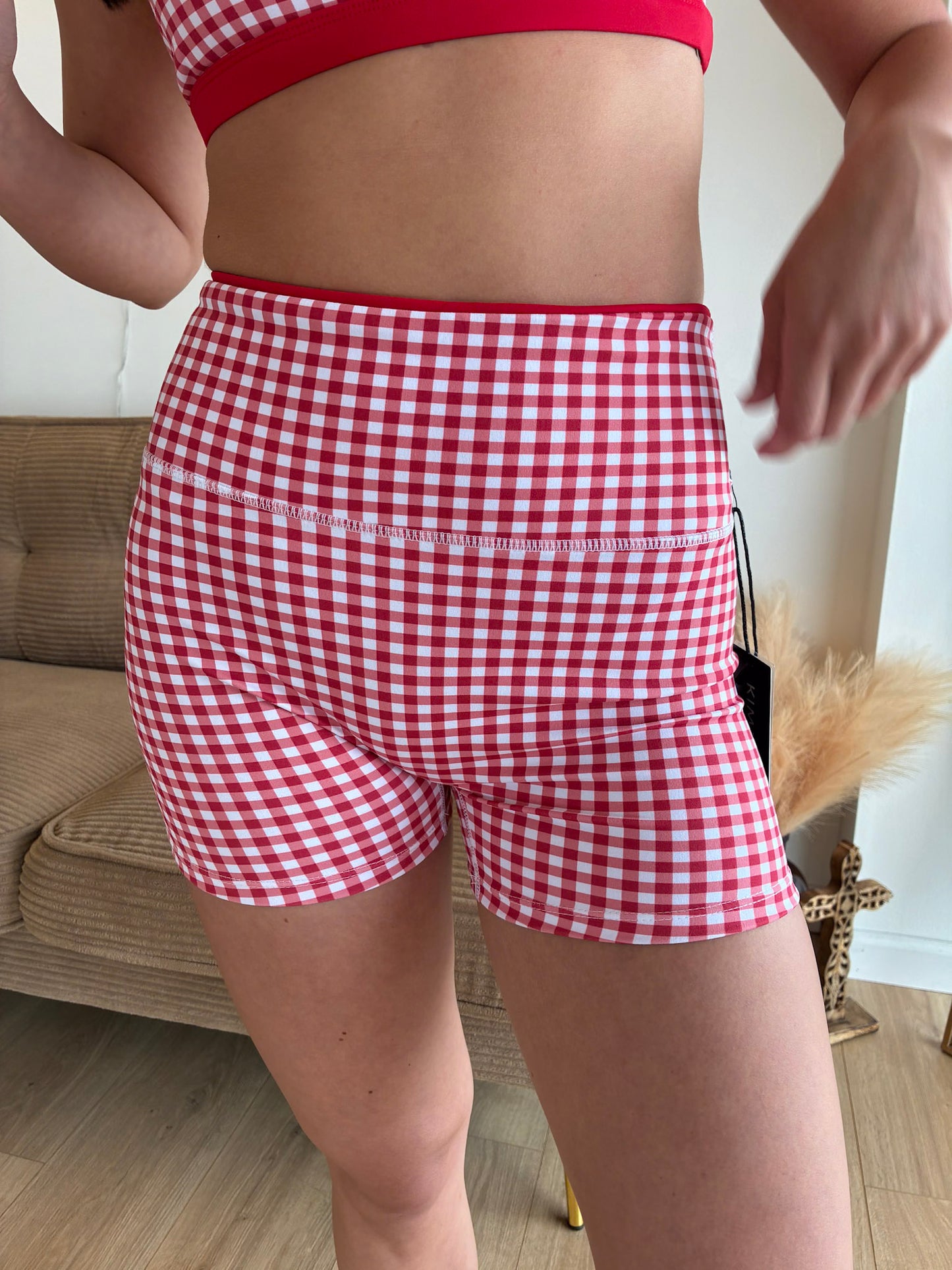Strawberry Picnic Contrast Biker Shorts