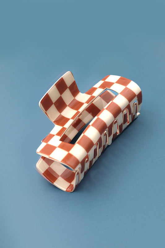 Jumbo Resin Checker Hair Claw Clips 4inch