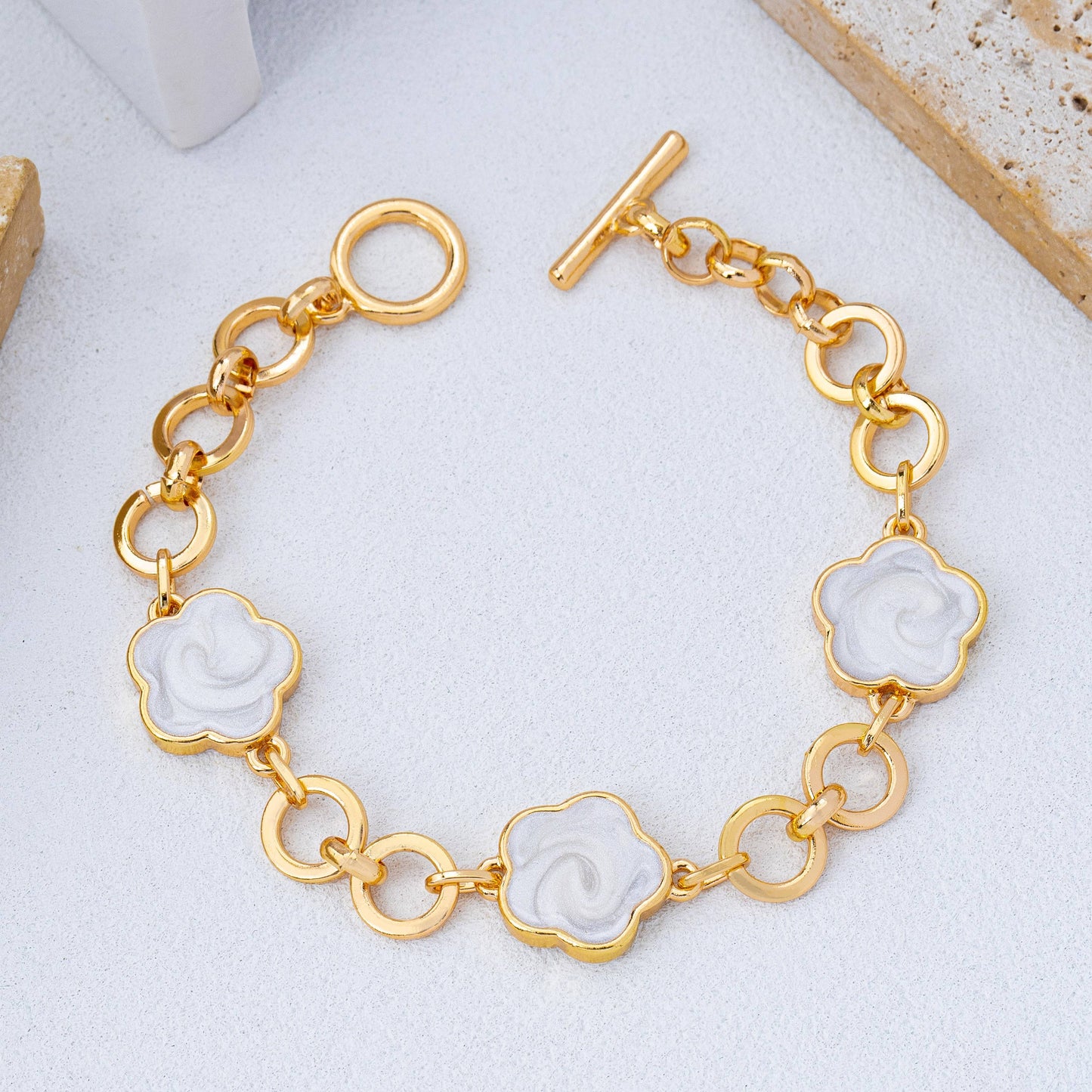 Enamel Clover Toggle Bracelet