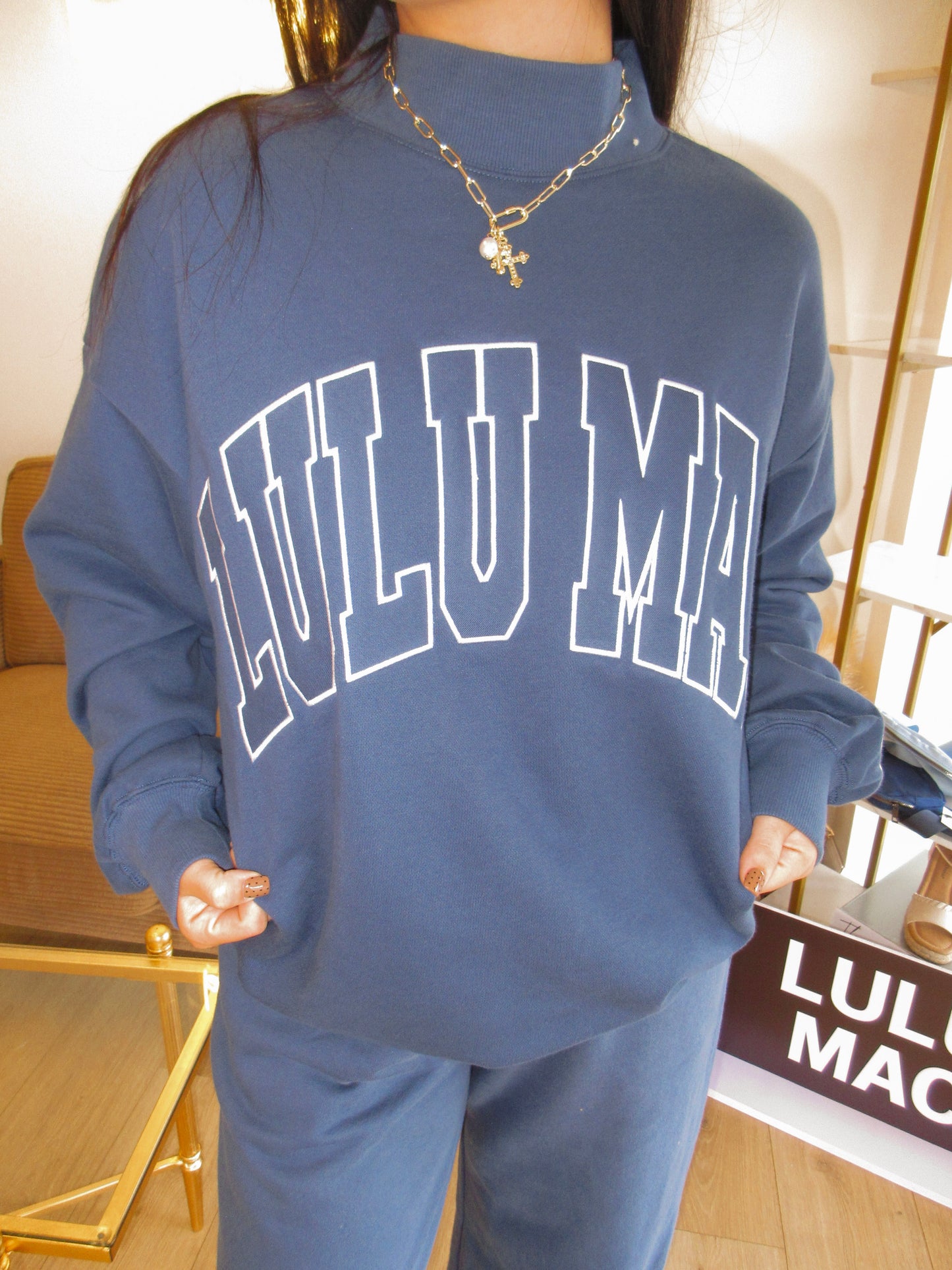 Navy Terry Cloth LULUMAC Mockneck