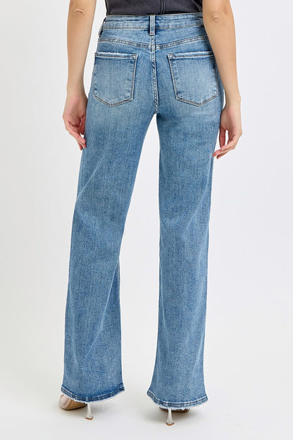 RISEN High Rise Wide Leg Ripped Jeans