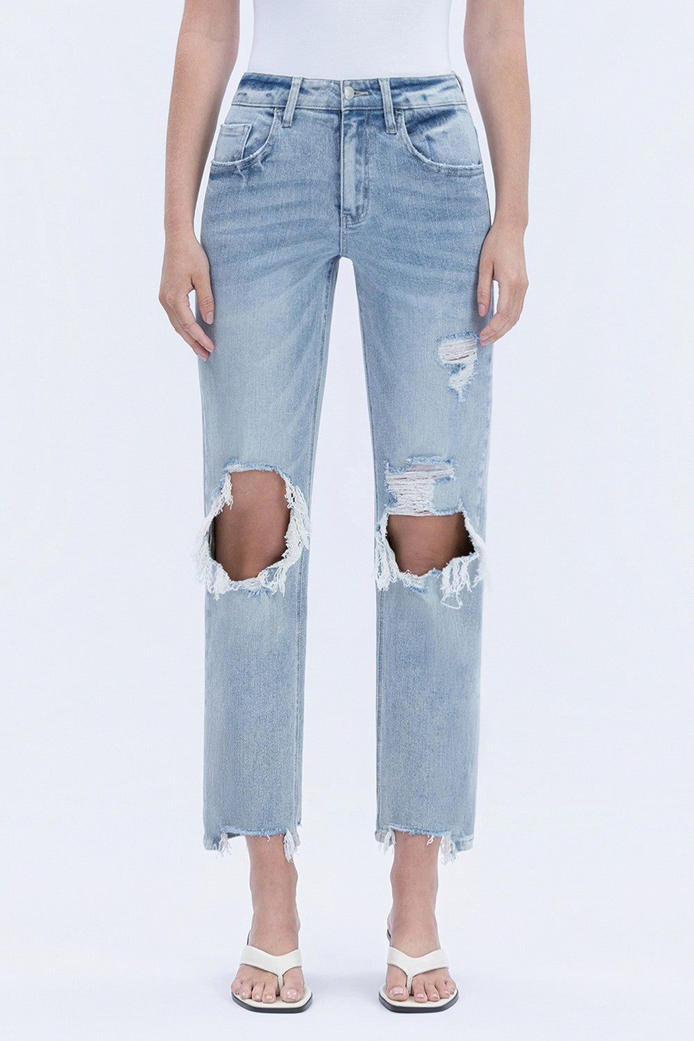 90's Super High Rise Distressed Dad Jeans