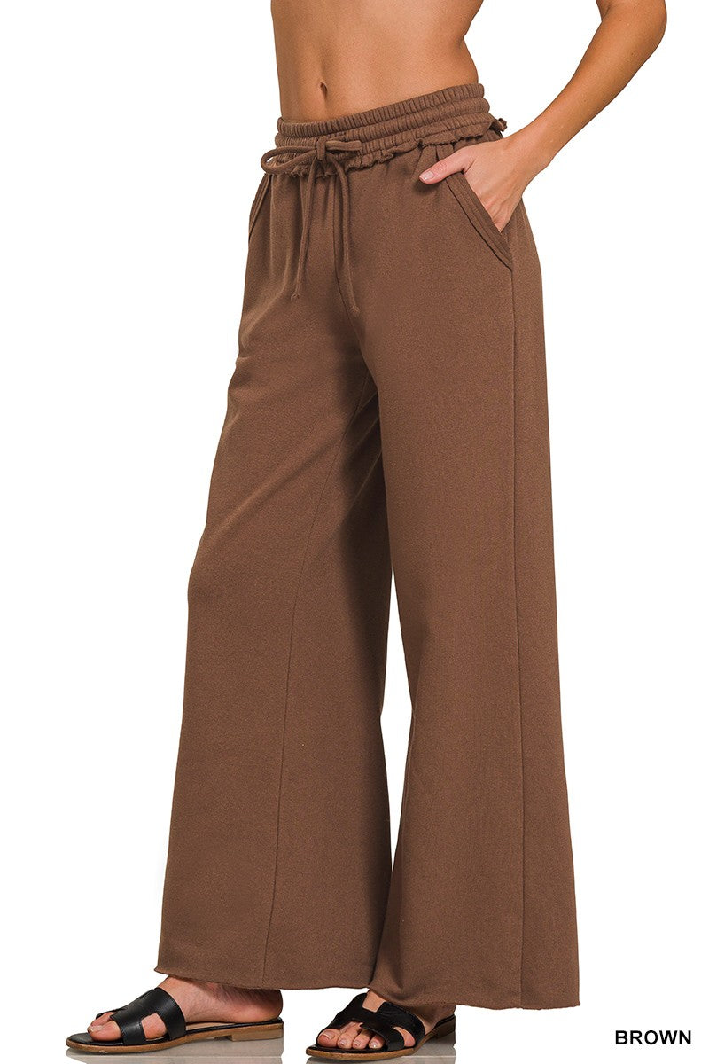 Fleece Exposed Seam Wide Leg Sweatpants