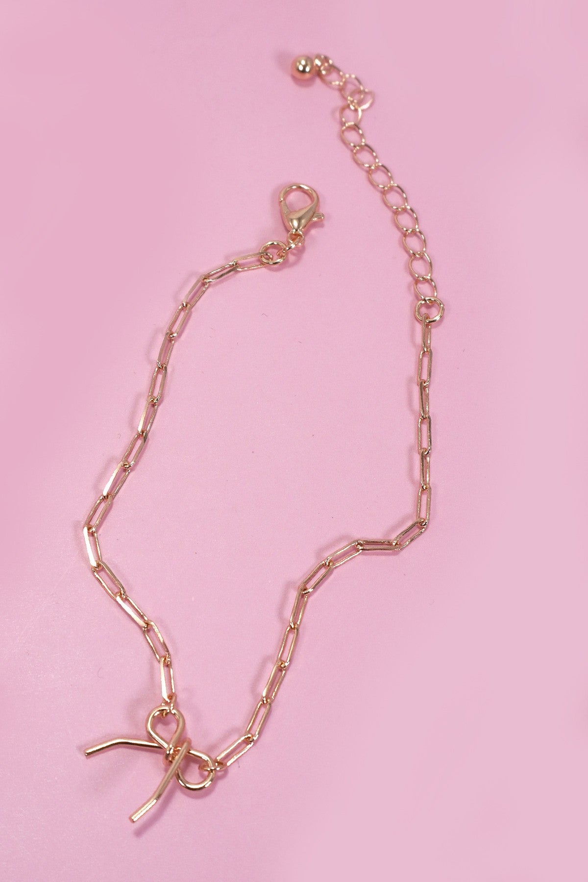 Delicate Bow Charm Drop Link Chain Bracelet
