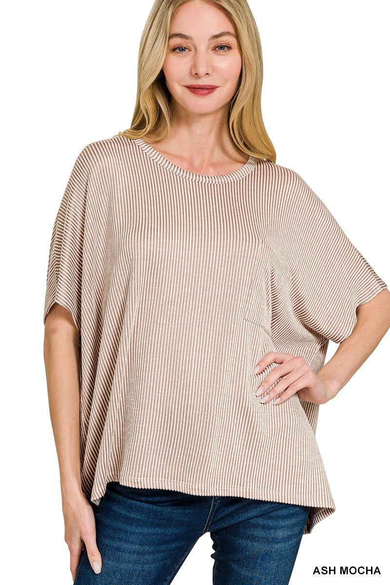 Corded Rib Oversized Short Sleeve Top