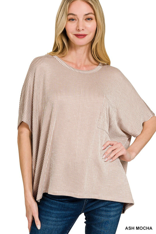 Corded Rib Oversized Short Sleeve Top