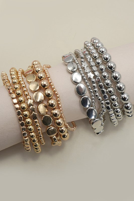 Multi Ball Chain Bead Mix Stretchable Bracelet