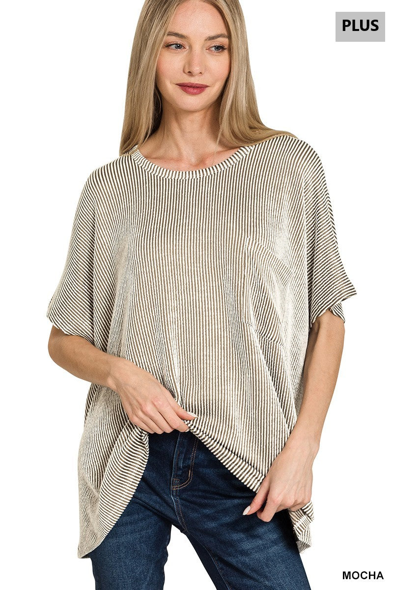 Corded Rib Oversized Short Sleeve Top