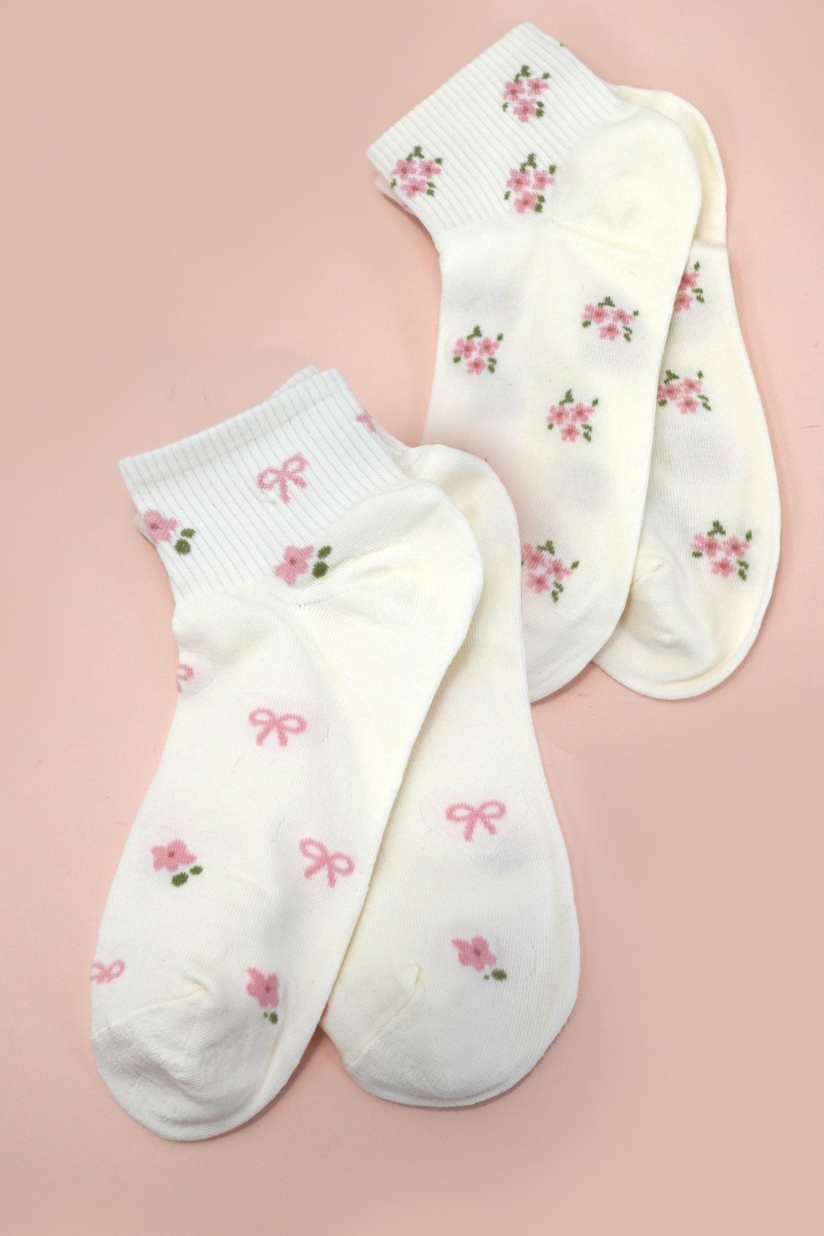 Woman Bow Flower Bow Mix Socks