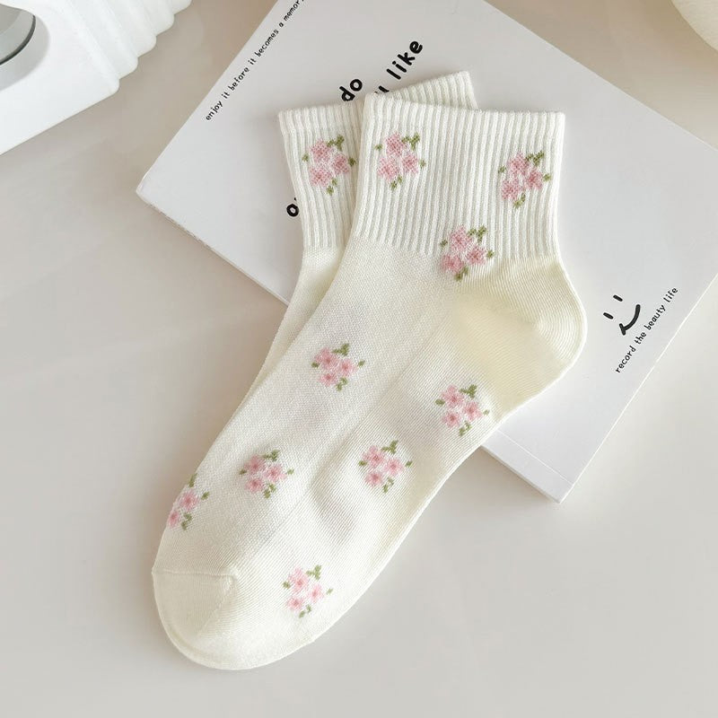 Woman Bow Flower Bow Mix Socks
