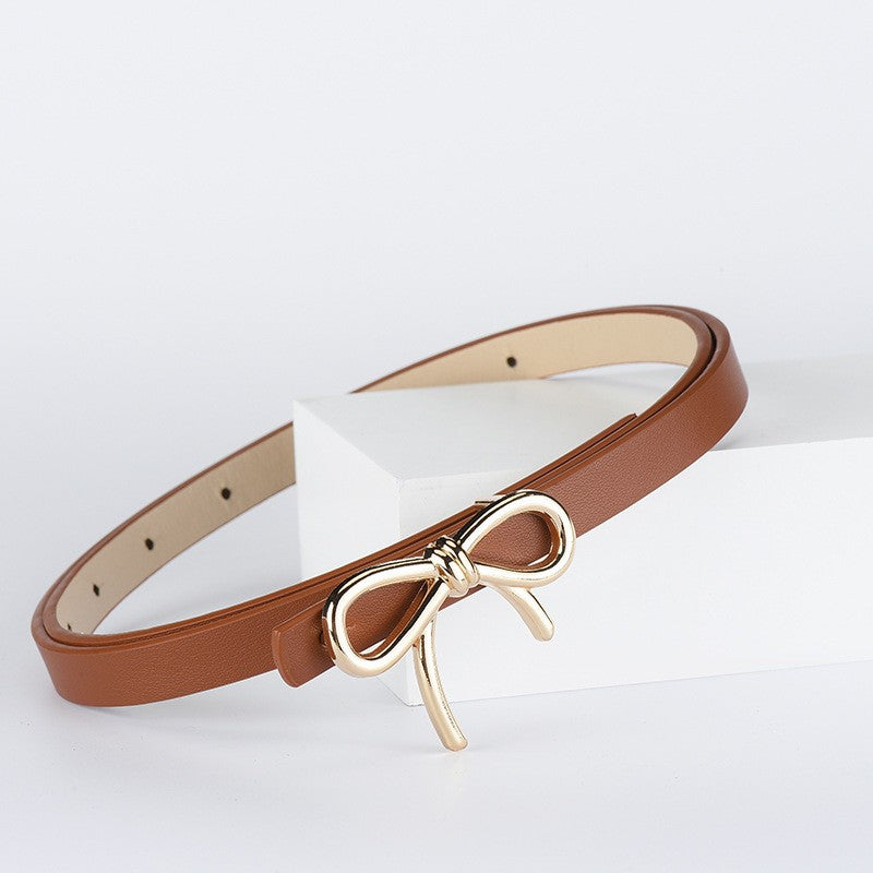 Smooth Bow Shaped Buckle Faux Leather Belt