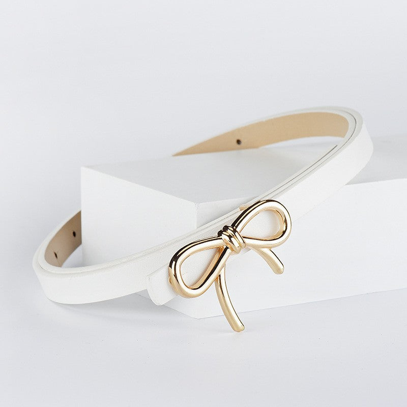 Smooth Bow Shaped Buckle Faux Leather Belt