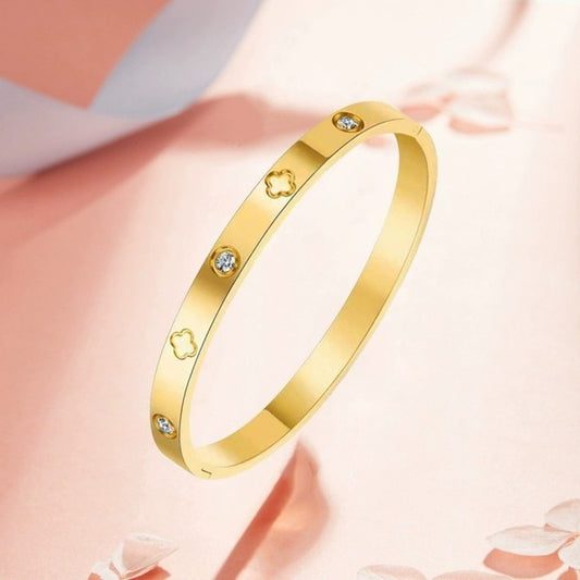 18k Clover Stainless Steel Bangle