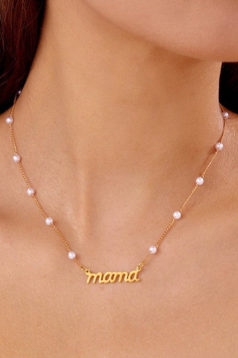 18k Stainless Steel Tarnish Free Mama Necklace