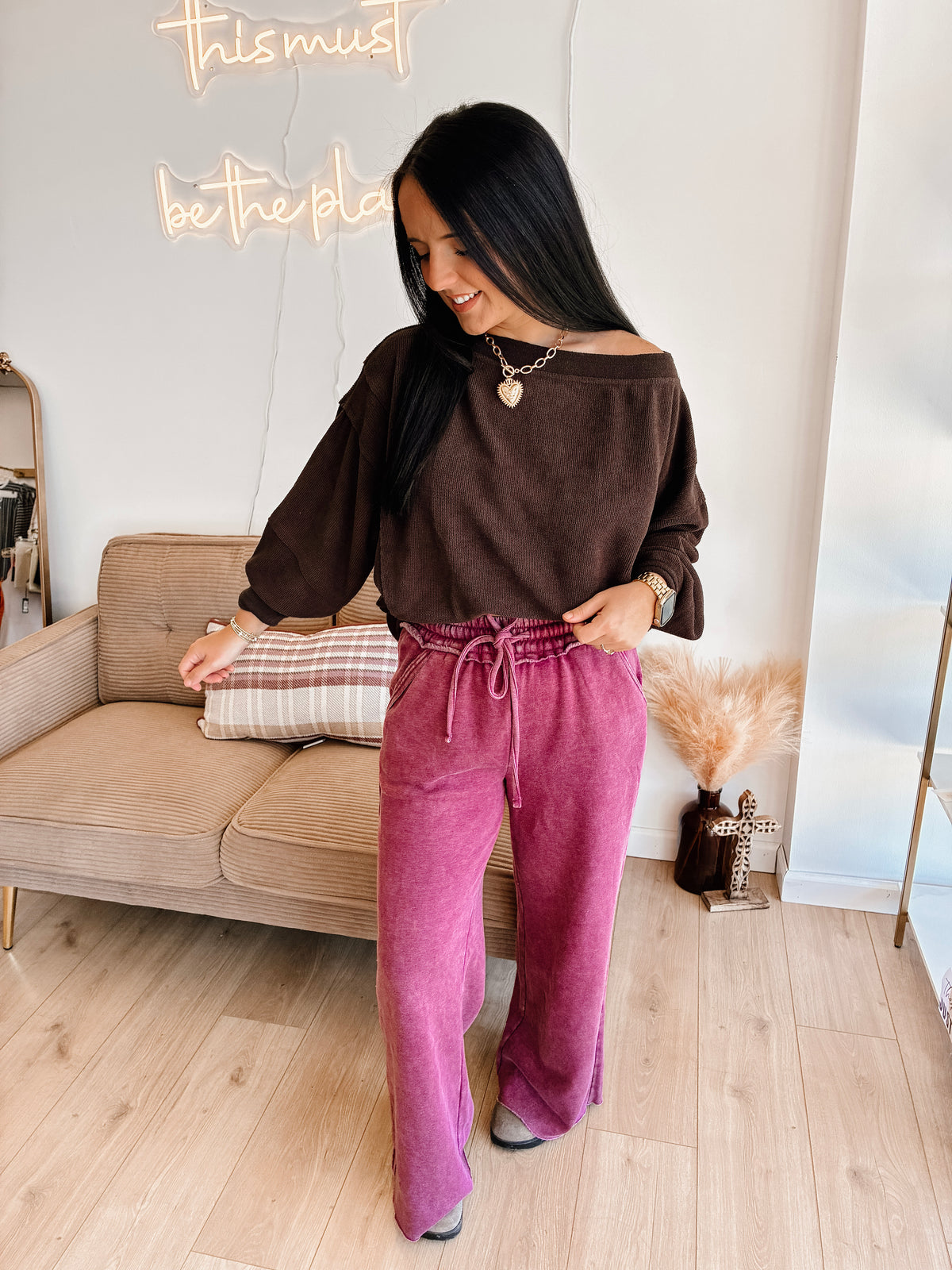 Coffee Bean Oversized Waffle Top
