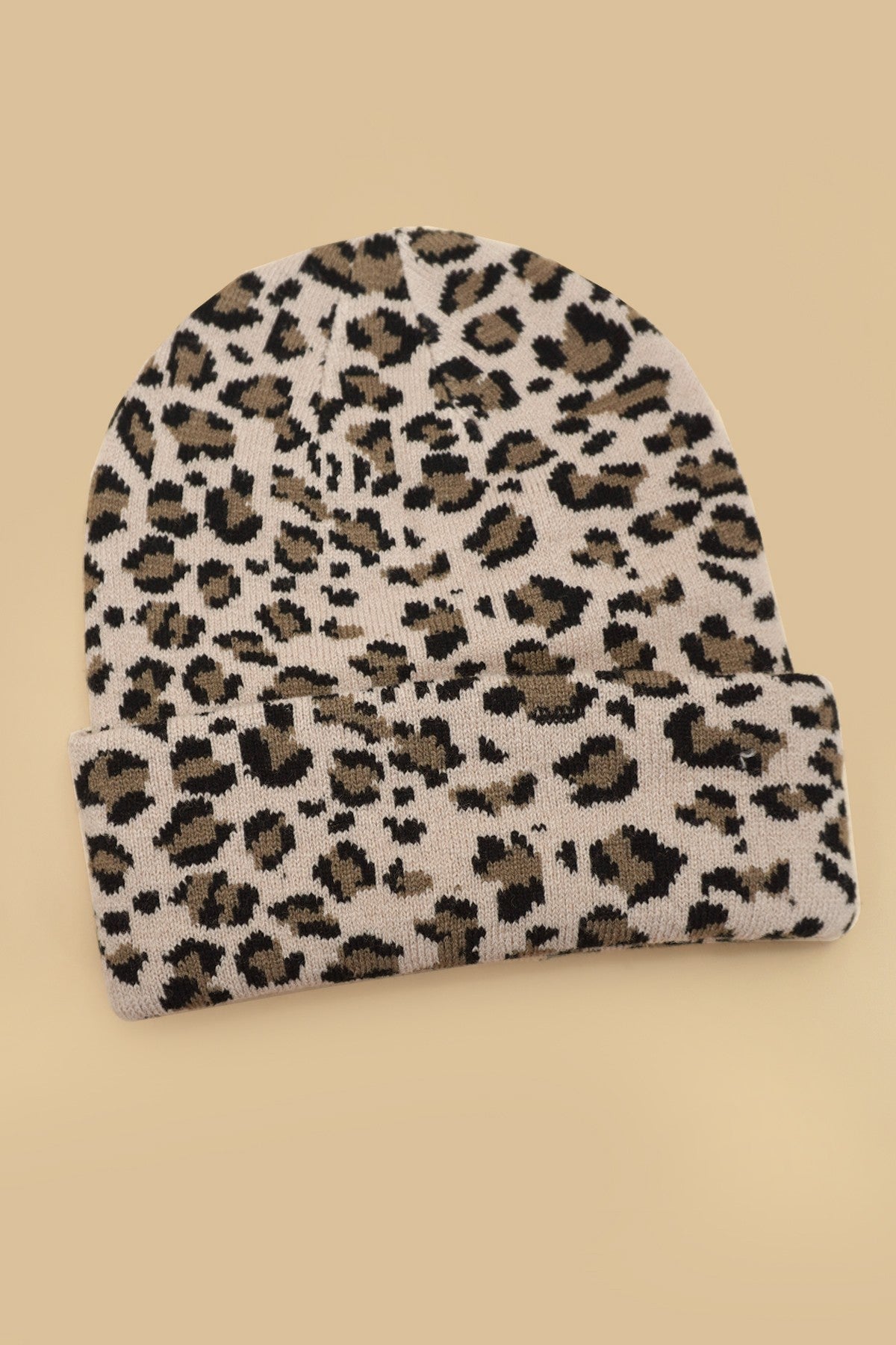 Soft Ribbed Knit Animal Leopard Cow Beanies Hat