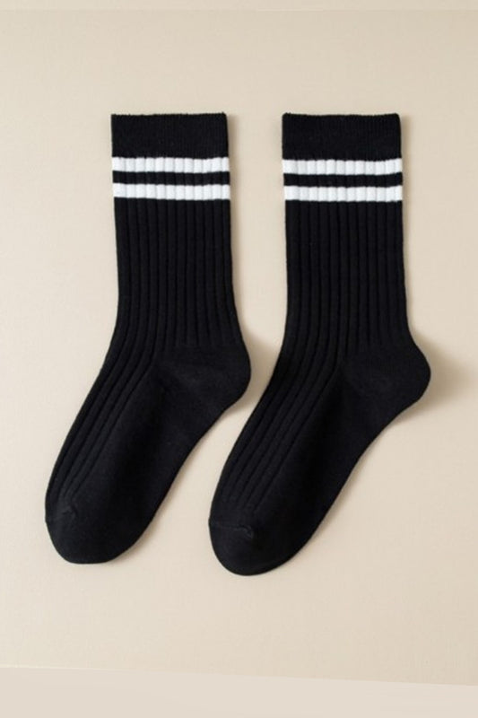 Woman Stripe Half Crew Throwback Cotton Socks