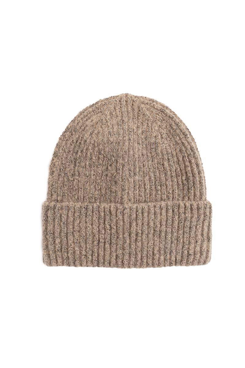 Marled rib knit beanie
