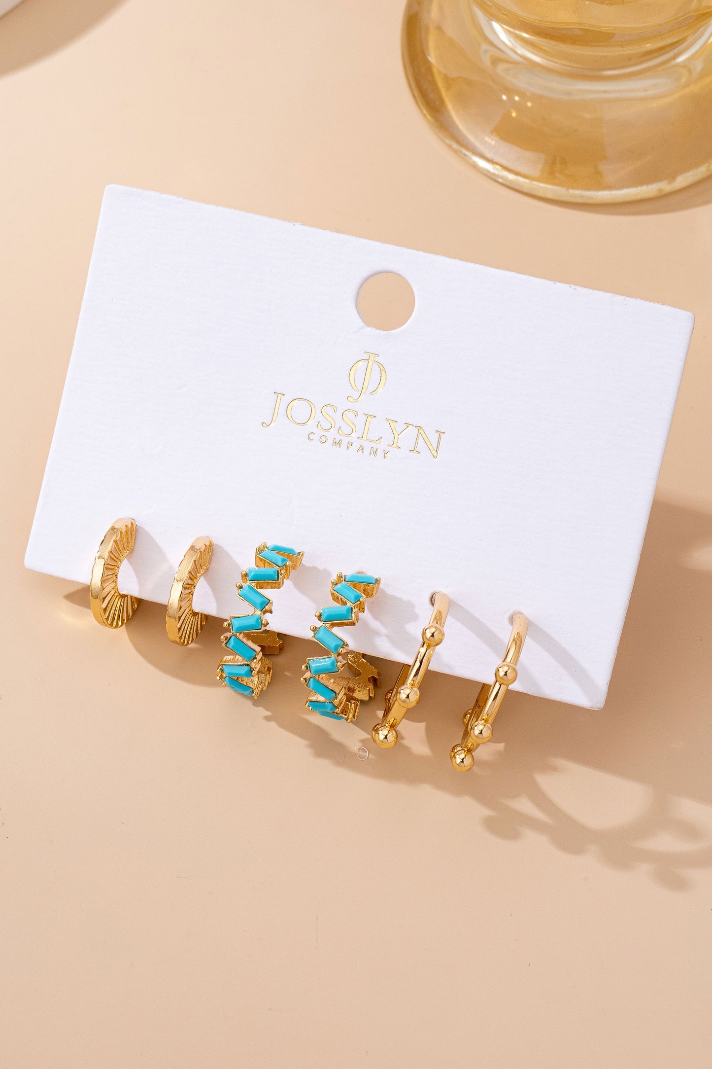 Turquoise Enamel Hoop Trio Earring Set