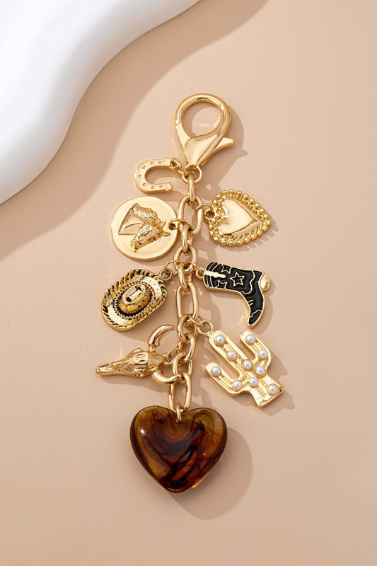 Western Heart Cross Hat Boot Heart Bag Charm