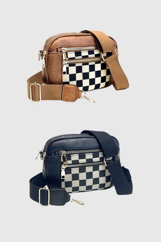 Checkered Crossbody Shoulder Bag