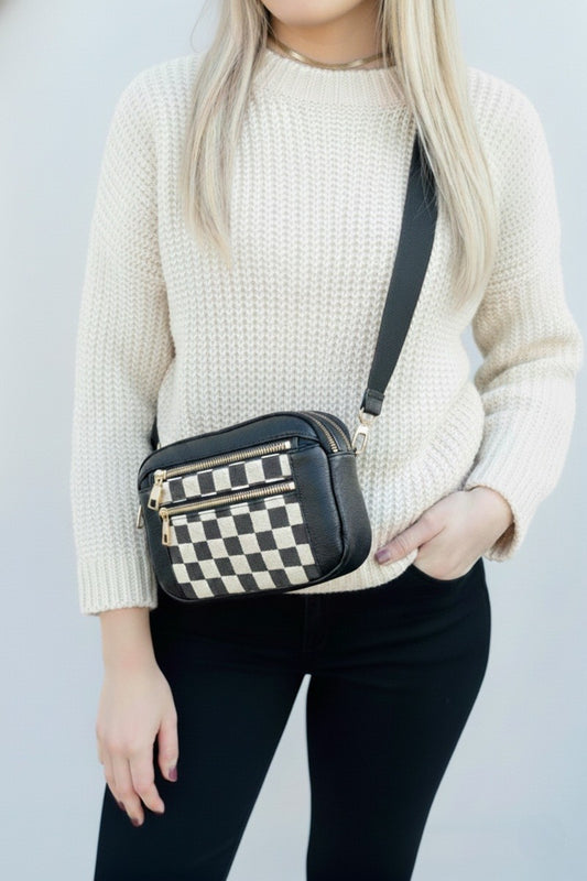 Checkered Crossbody Shoulder Bag