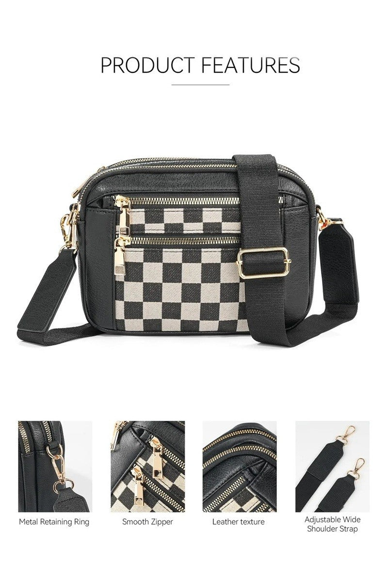 Checkered Crossbody Shoulder Bag