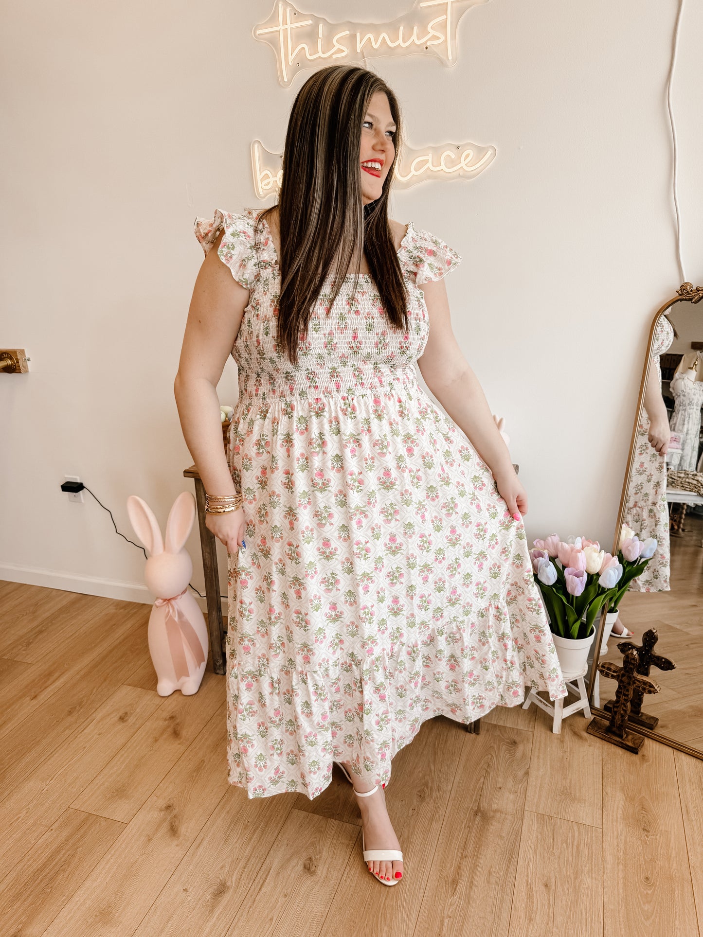 Mia Pink Midi Dress
