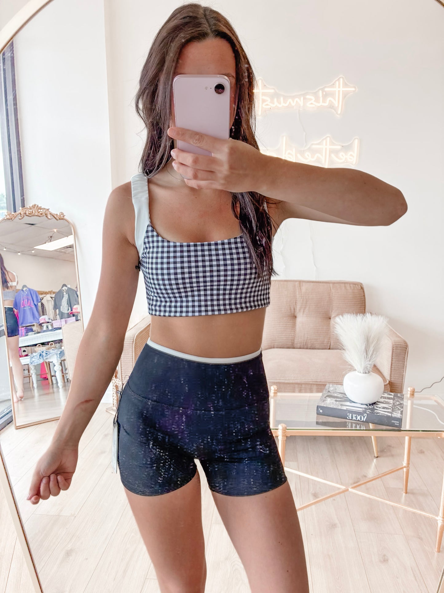 Black Contrast Biker Shorts