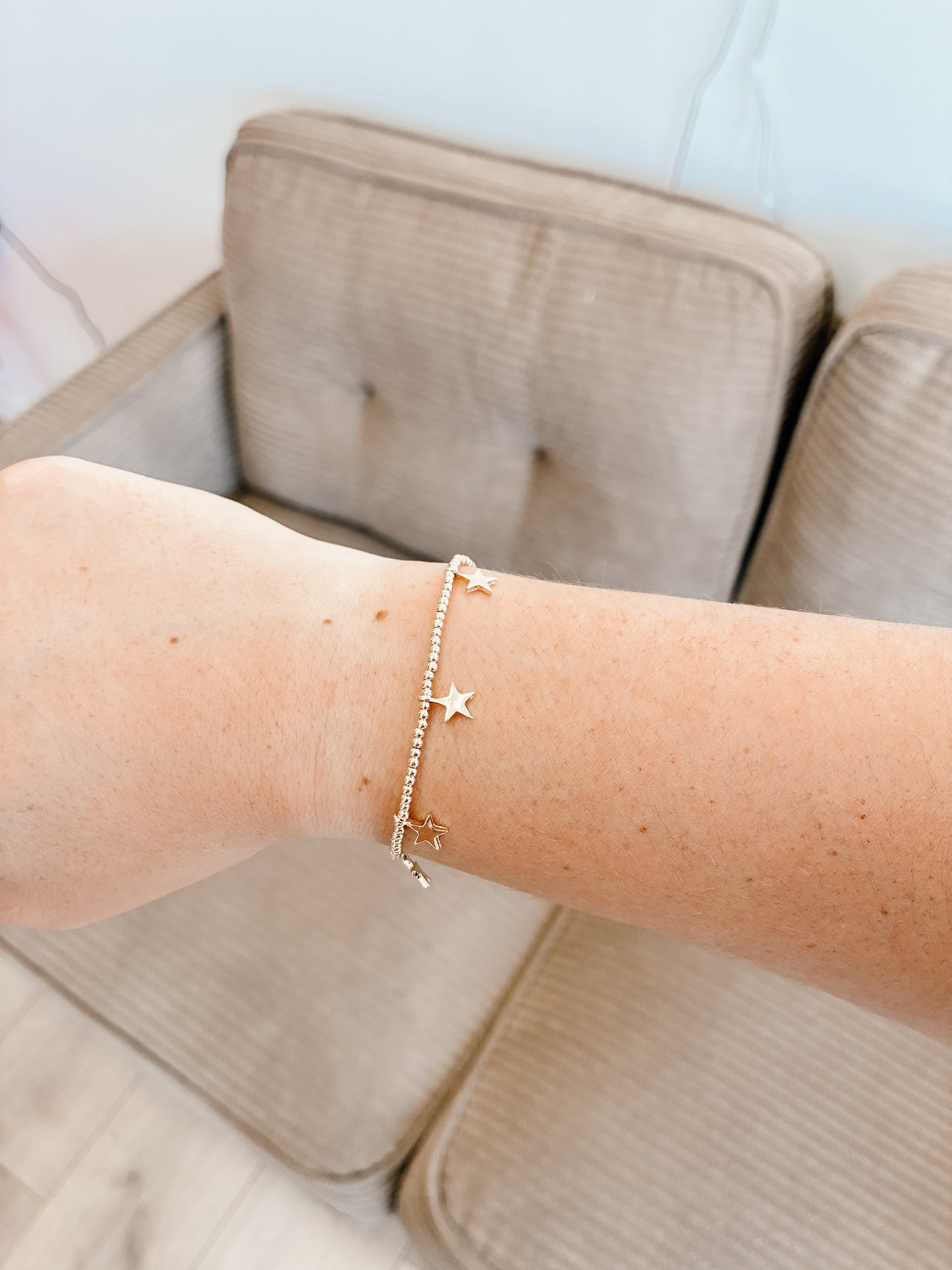 Gold Star Charm Pull Tie Bracelet
