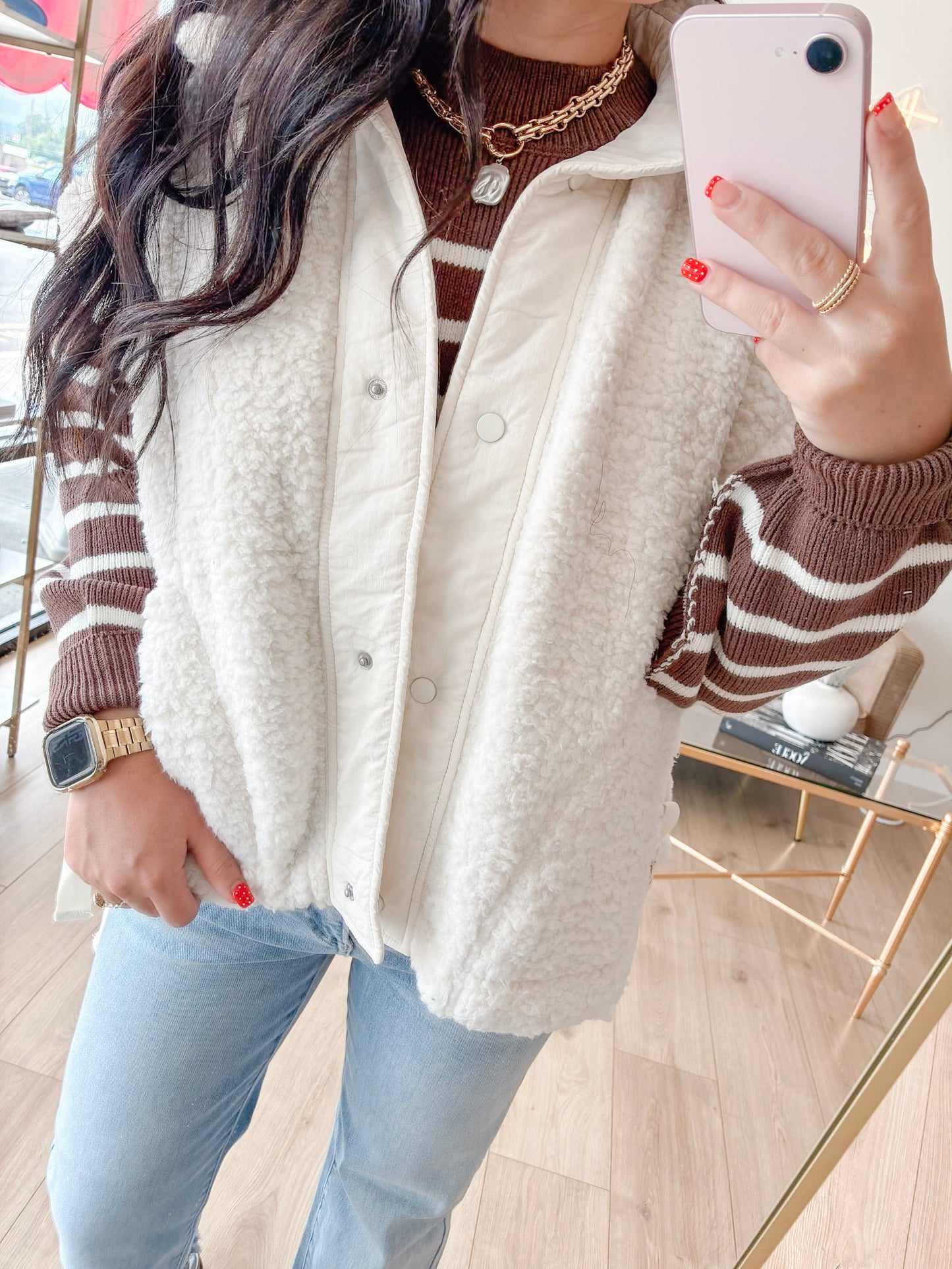 Autumn Bliss Sherpa Vest - Ivory
