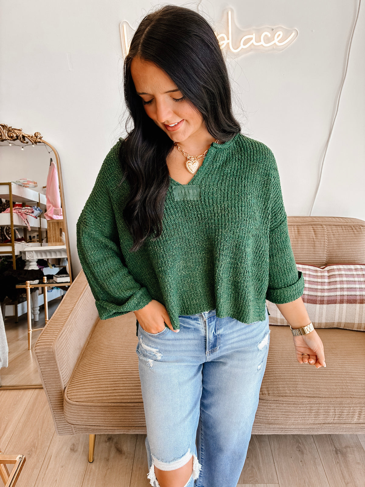 Serenity Sweater - Dk Green
