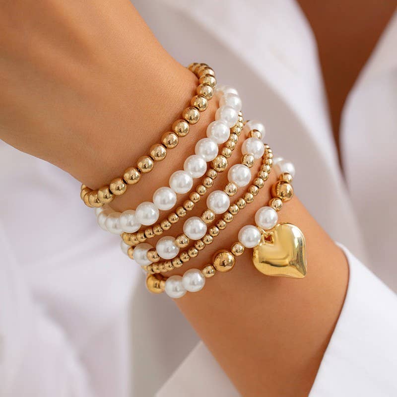 Beaded Pearl Bracelet Set
