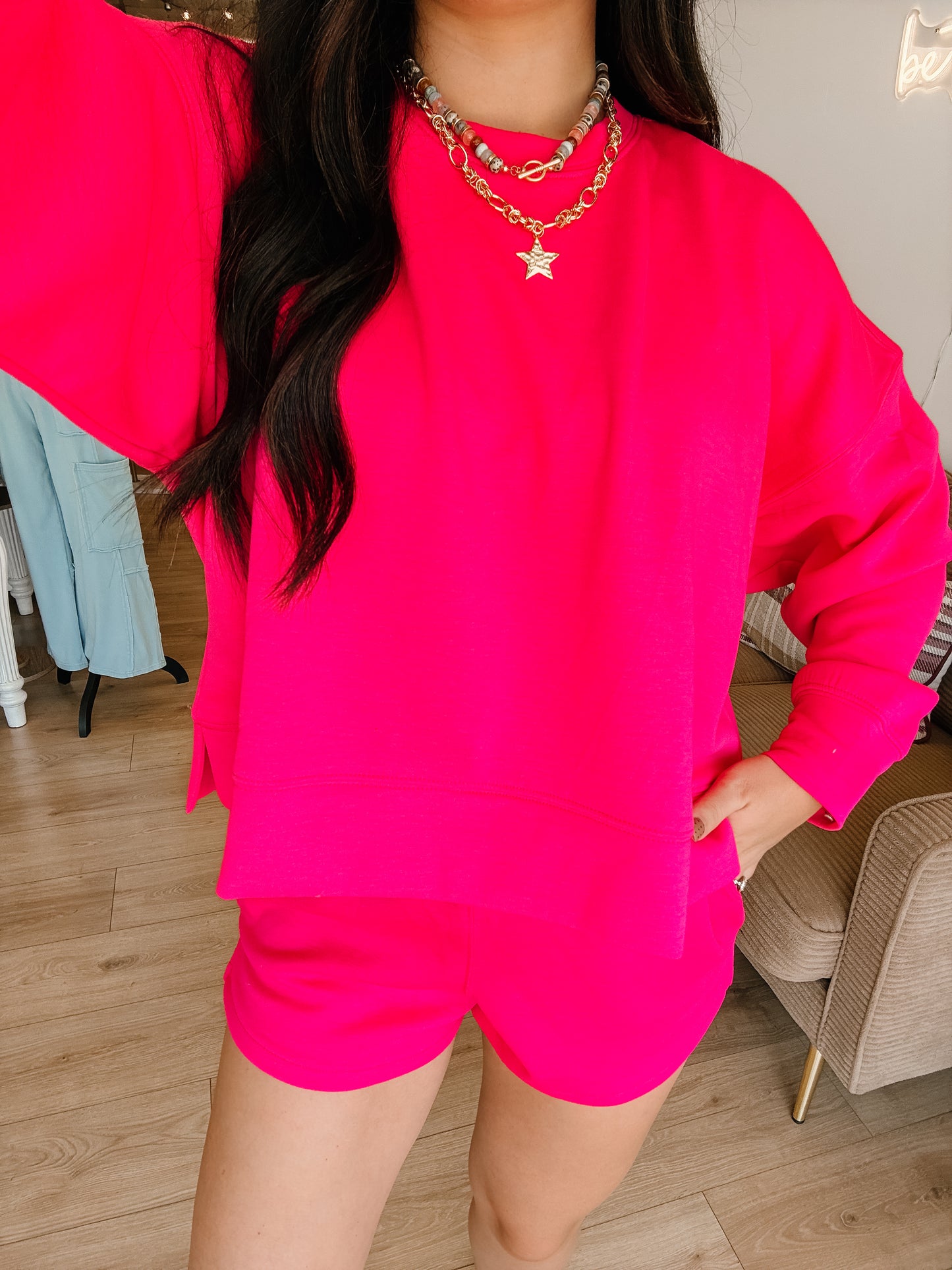 Travel Day Scuba Short Set - Hot Pink