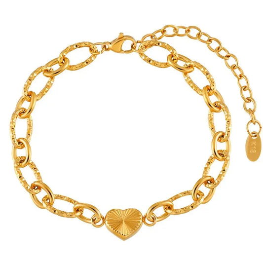 18K Stainless Steel Tarnish Free Heart Bracelet