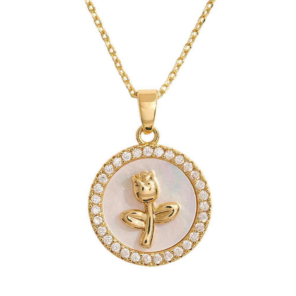 14K Dipped Flower Medallion Necklace