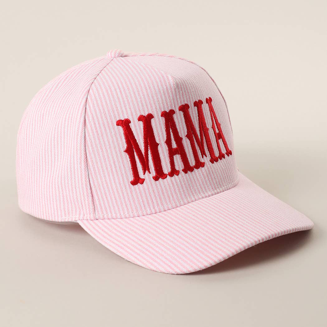 MAMA Striped Trucker Hat : PINK/RED