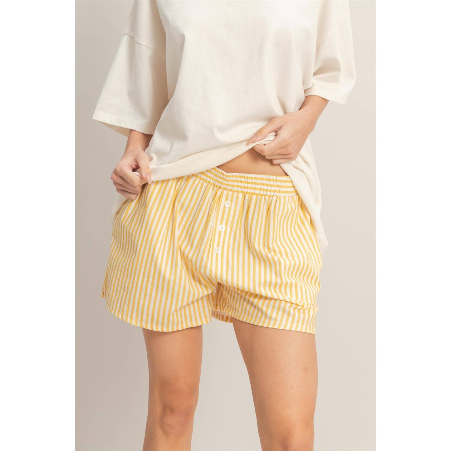 Striped Elastic Waist Boxer Shorts