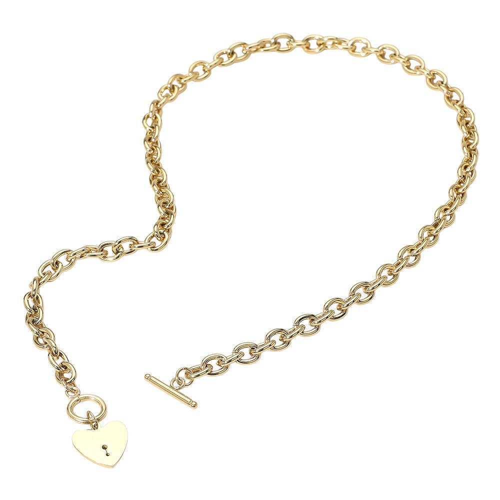 Lock Toggle Necklace: Gold