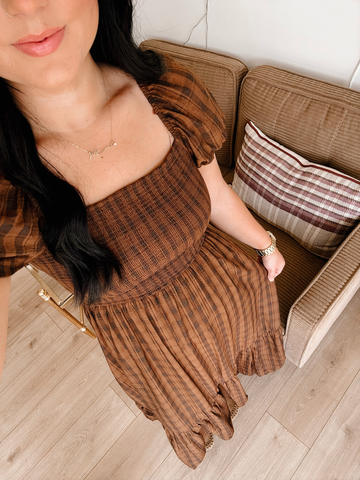 Apple Pickin' Midi Dress - Brown