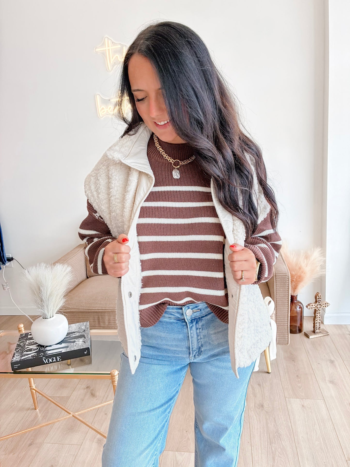 Autumn Bliss Sherpa Vest - Ivory