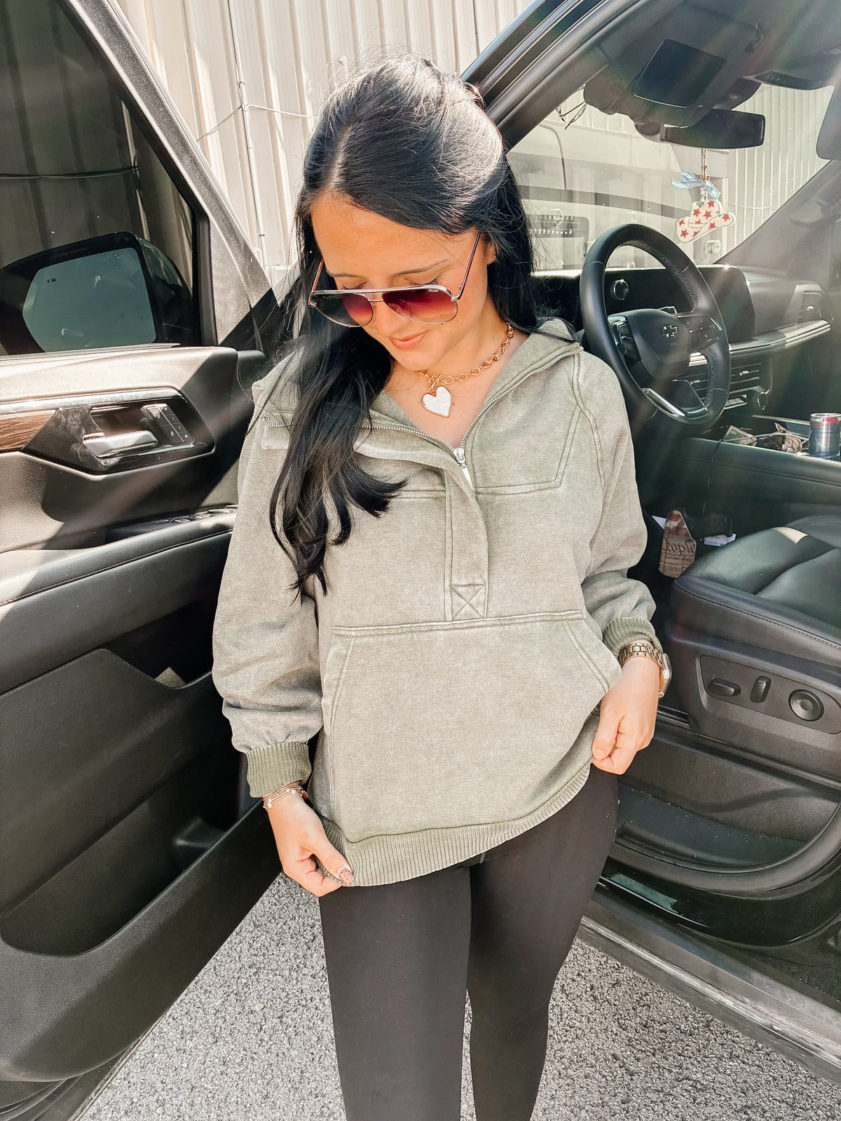 Grab N Go Quarter Zip Hoodie - Olive