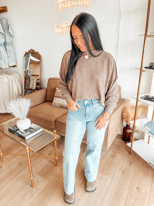 September Saturdays Melange Mockneck - Mocha