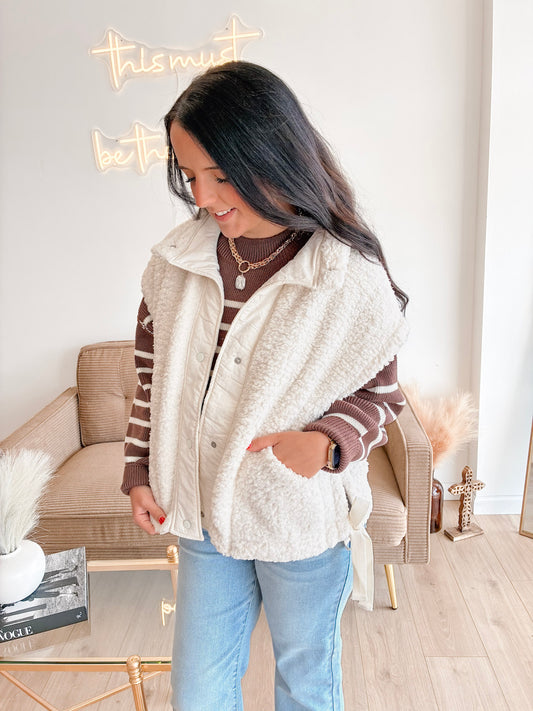 Autumn Bliss Sherpa Vest - Ivory