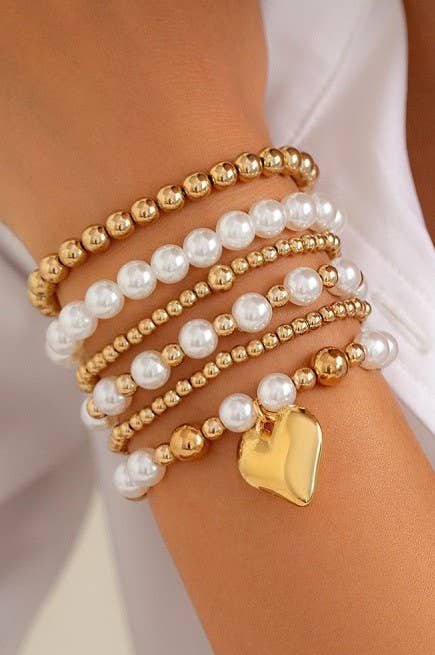 Beaded Pearl Bracelet Set