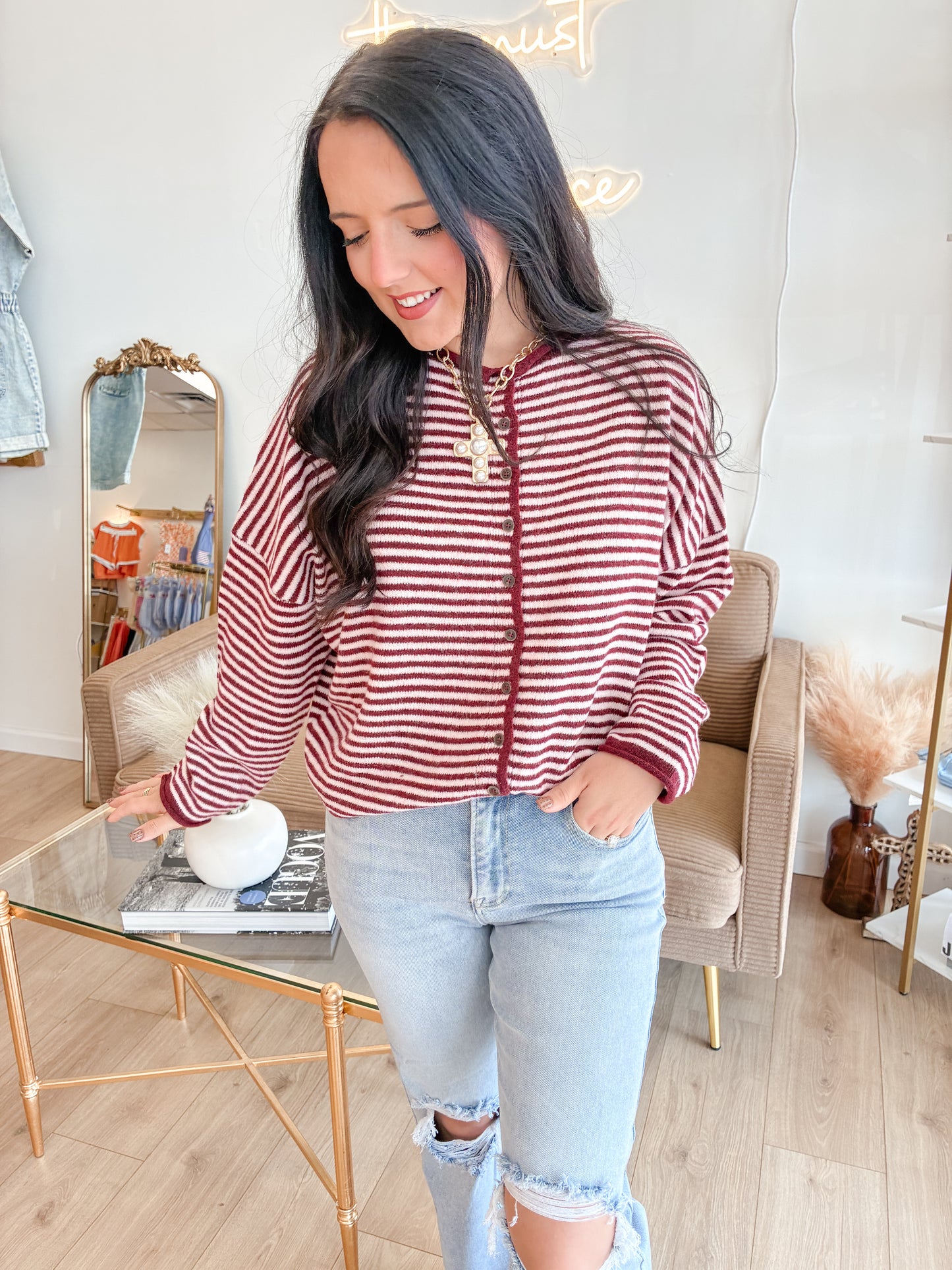Warm Apple Button Down Cardigan