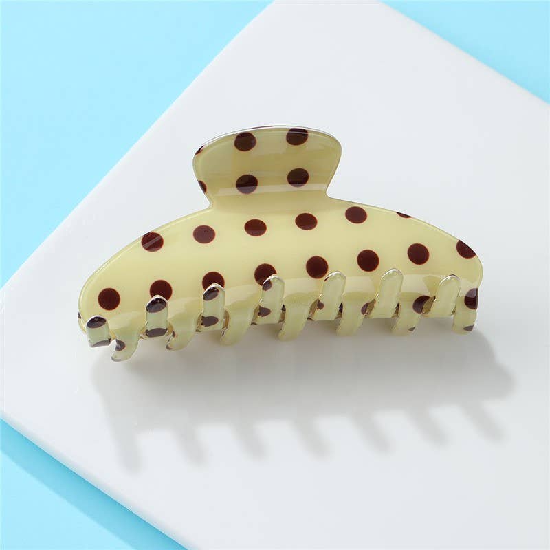 Retro Polka Dot Hair Claw Butter Yellow