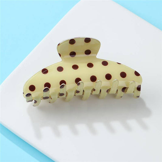 Retro Polka Dot Hair Claw Butter Yellow