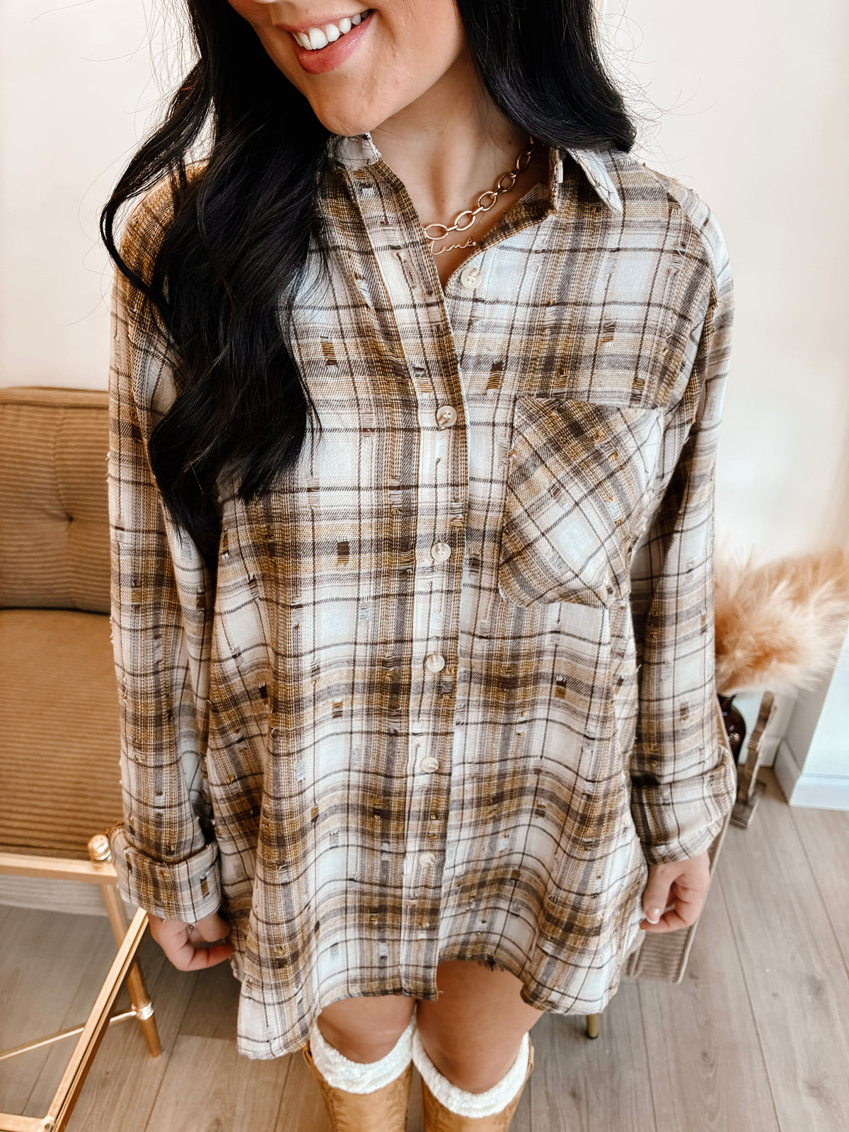 Alessia Distressed Cotton Flannel