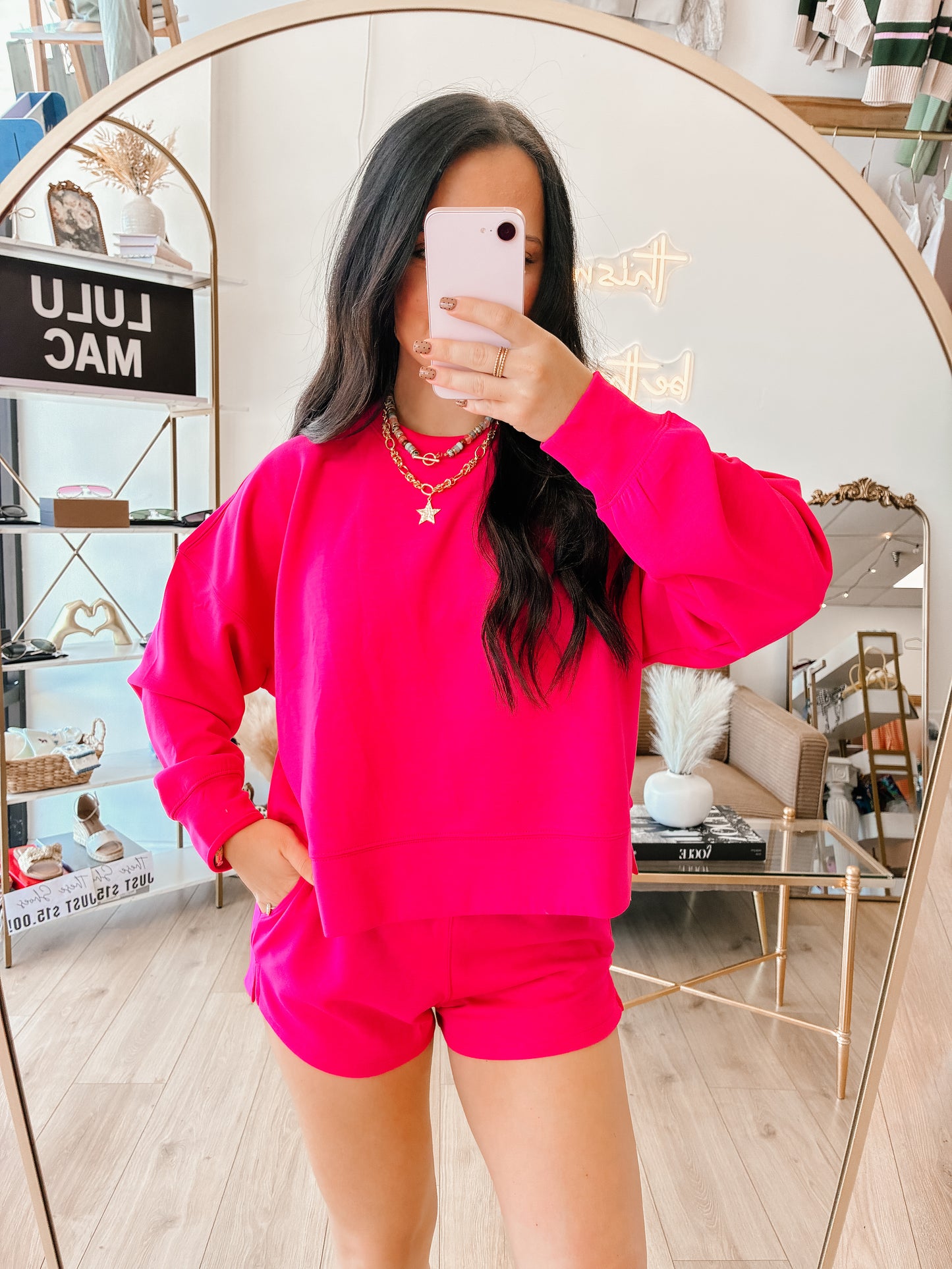 Travel Day Scuba Short Set - Hot Pink
